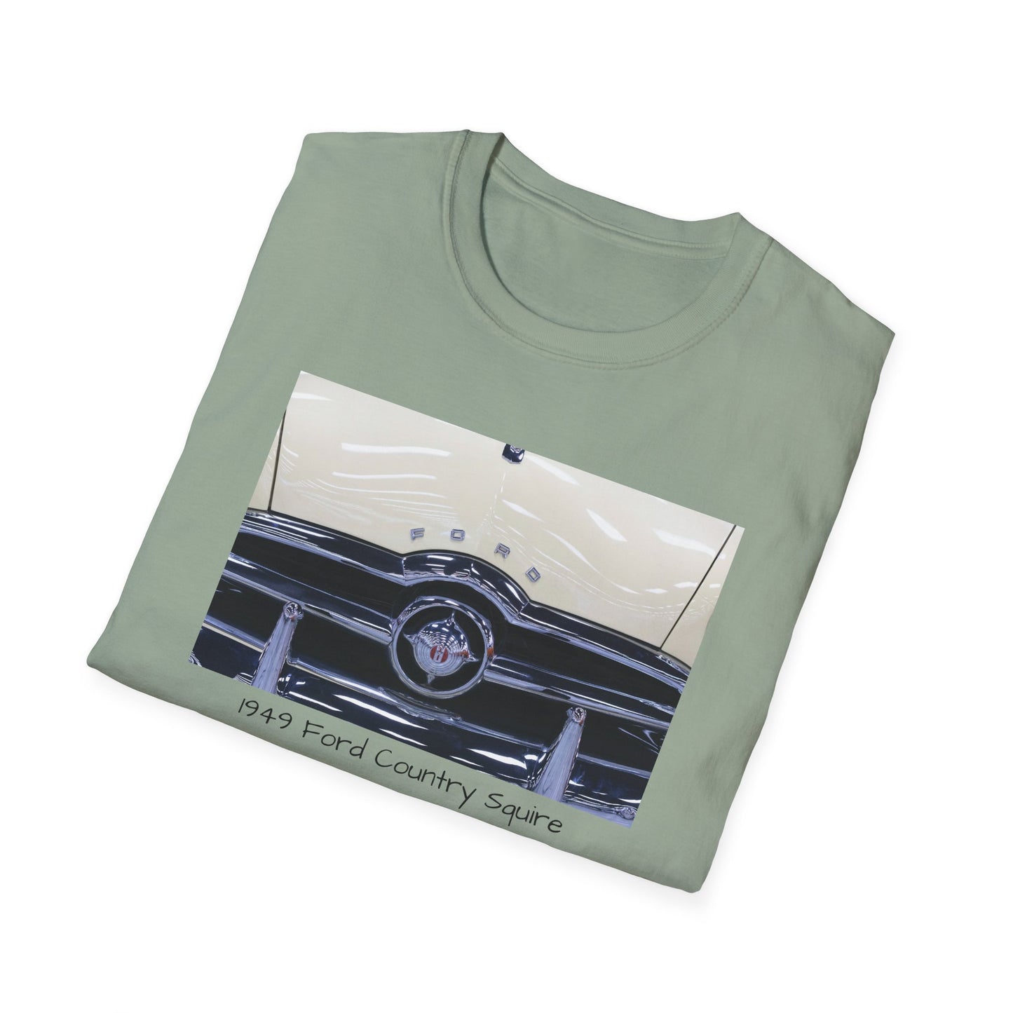 Vintage Car Grill Unisex Softstyle T-Shirt with 1949 Ford Country Squire Design