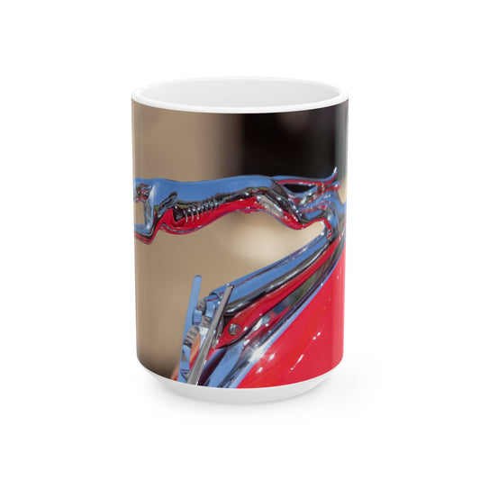 Lincoln V8 Classic Car Greyhound Hood Ornament now on 11 or 15oz Ceramic Mugs, Perfect for Your Favorite Car Guy.