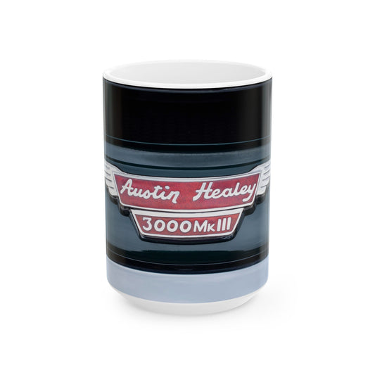 Classic Austin Healey 3000 Mk III classic car chrome logo for 11 or 15oz ceramic cups or mugs.
