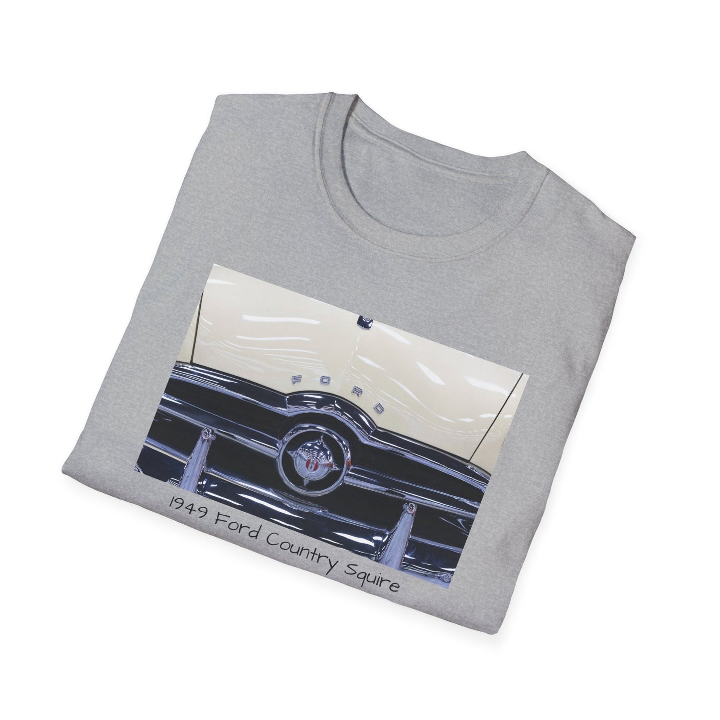 Vintage Car Grill Unisex Softstyle T-Shirt with 1949 Ford Country Squire Design