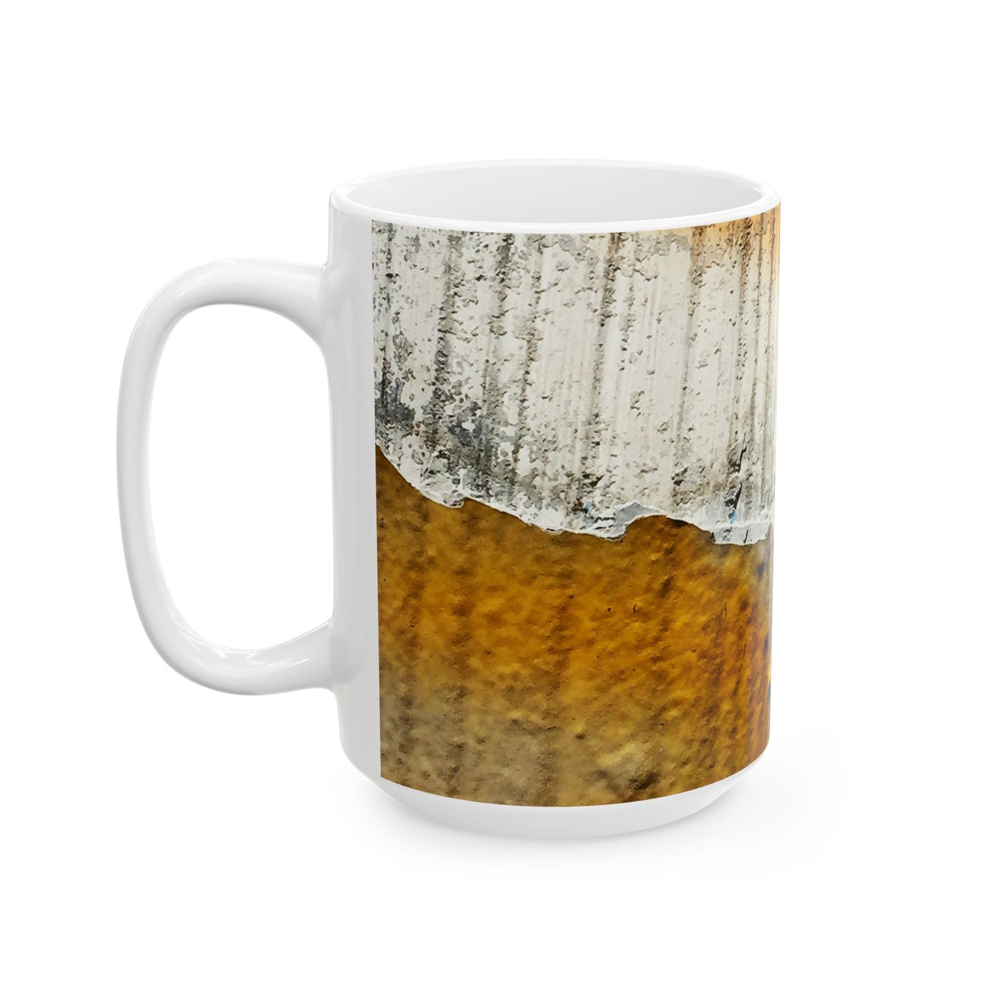 Textured paint on old metal design ceramic mug, (11oz, 15oz)