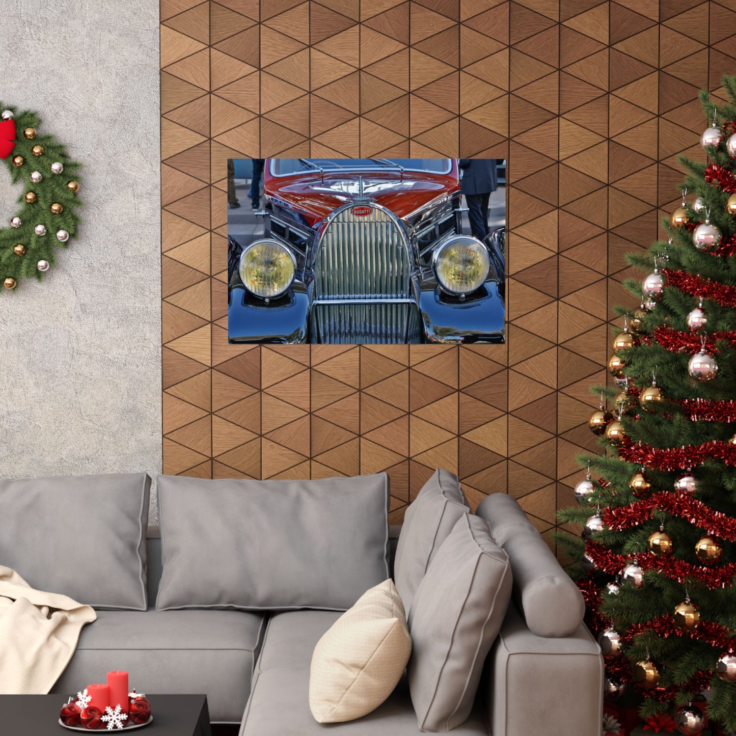 1939 Bugatti Type 57C Atalante Classic Car Chrome Grill, Badge Emblem Logo, Massive Headlamps Looks Great as a Matte Horizontal Poster!