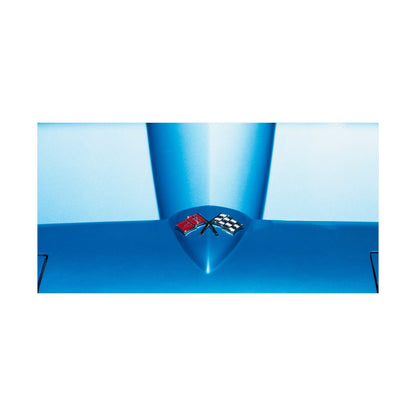 Chevrolet Corvette Stingray classic muscle car logo emblem badge hood ornament for car guys and car lovers man cave or garage art.