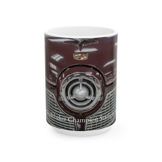 Vintage Classic Car Ceramic Mug, 1951 Studebaker Champion Starlight Sedan Grill Badge, Coffee Cup Gift Idea, Retro Auto Enthusiast Gift, ,