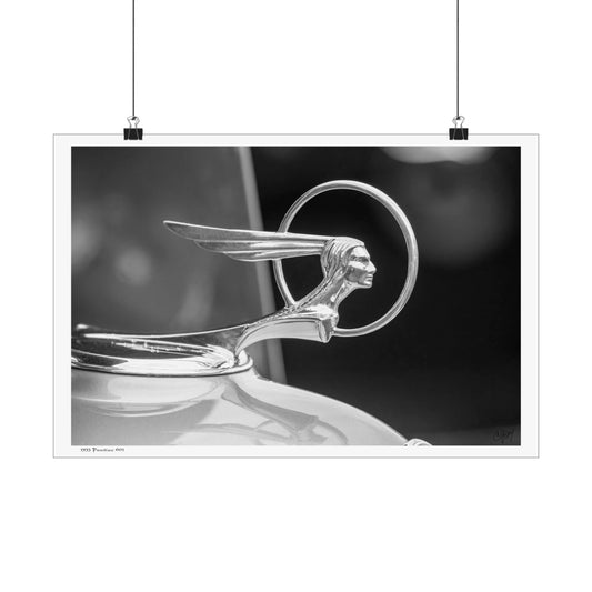 Elegant Vintage Classic Car Artwork: 1933 Pontiac 601 Hood Ornament Design for Car Enthusiasts, Classic Automotive Wall Art, Gifts for Him,