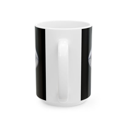 Ceramic Mug, Classic Car Leaping Jaguar Chrome Logo, Retro Coffee Cup, Vintage Tea Mug, Car Enthusiast Gift, Automotive Design Drinkware,