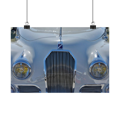 1947 Talbot T26 Coupe De Ville Classic Car Front End Badge Emblem Chrome-Ringed Matte Art Poster Perfect for Garages, Man Caves, Offices.