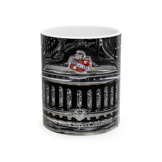 Ceramic Mug, Vintage Buick Grill and Badge Coffee Cup, Retro Auto Enthusiast Gift, 11oz 15oz Ceramic Mug, Classic Car Lover Mug, Gearhead