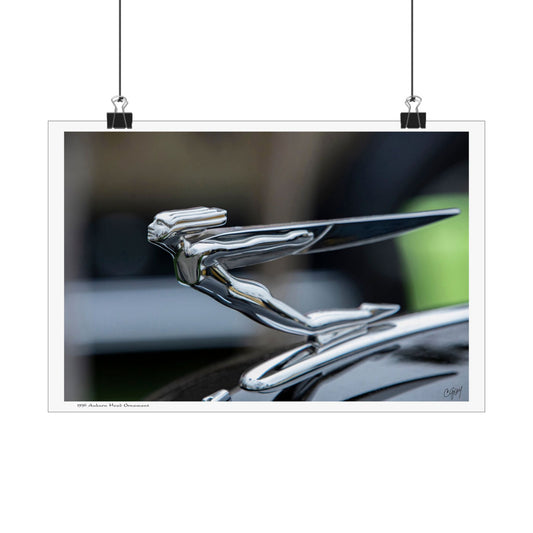 1936 Auburn Classic Car Hood Ornament Poster, Classic Car Decor, Auto Enthusiast Art, Matte Horizontal Wall Art, Gift for Car Lovers,