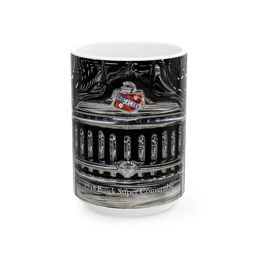 Ceramic Mug, Vintage Buick Grill and Badge Coffee Cup, Retro Auto Enthusiast Gift, 11oz 15oz Ceramic Mug, Classic Car Lover Mug, Gearhead
