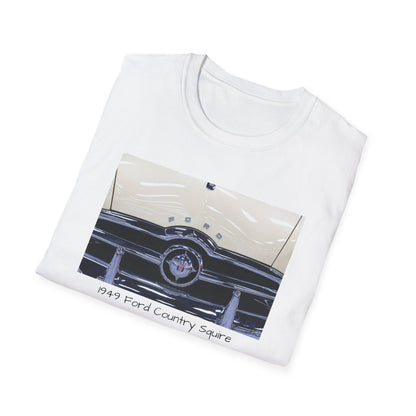 Vintage Car Grill Unisex Softstyle T-Shirt with 1949 Ford Country Squire Design