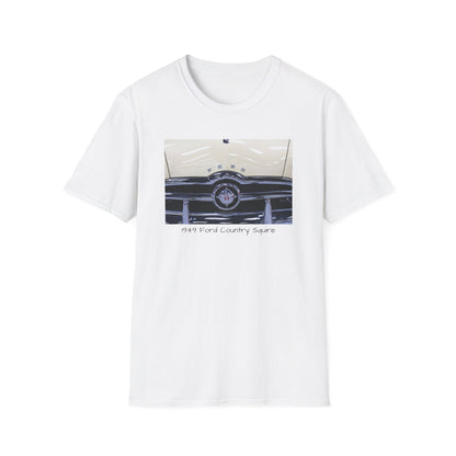 Vintage Car Grill Unisex Softstyle T-Shirt with 1949 Ford Country Squire Design