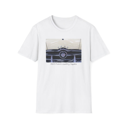 Vintage Car Grill Unisex Softstyle T-Shirt with 1949 Ford Country Squire Design