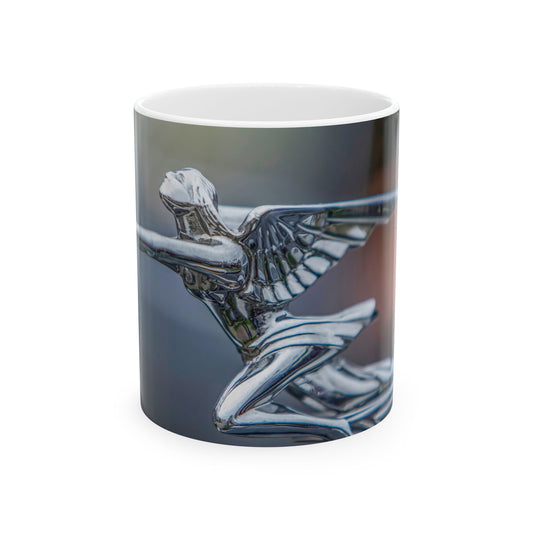 1932 Packard Classic Car Chrome Hood Ornament Flying Lady with Wings, Perfect 11 or 15oz Gift Ceramic Mugs for your Car Guy.