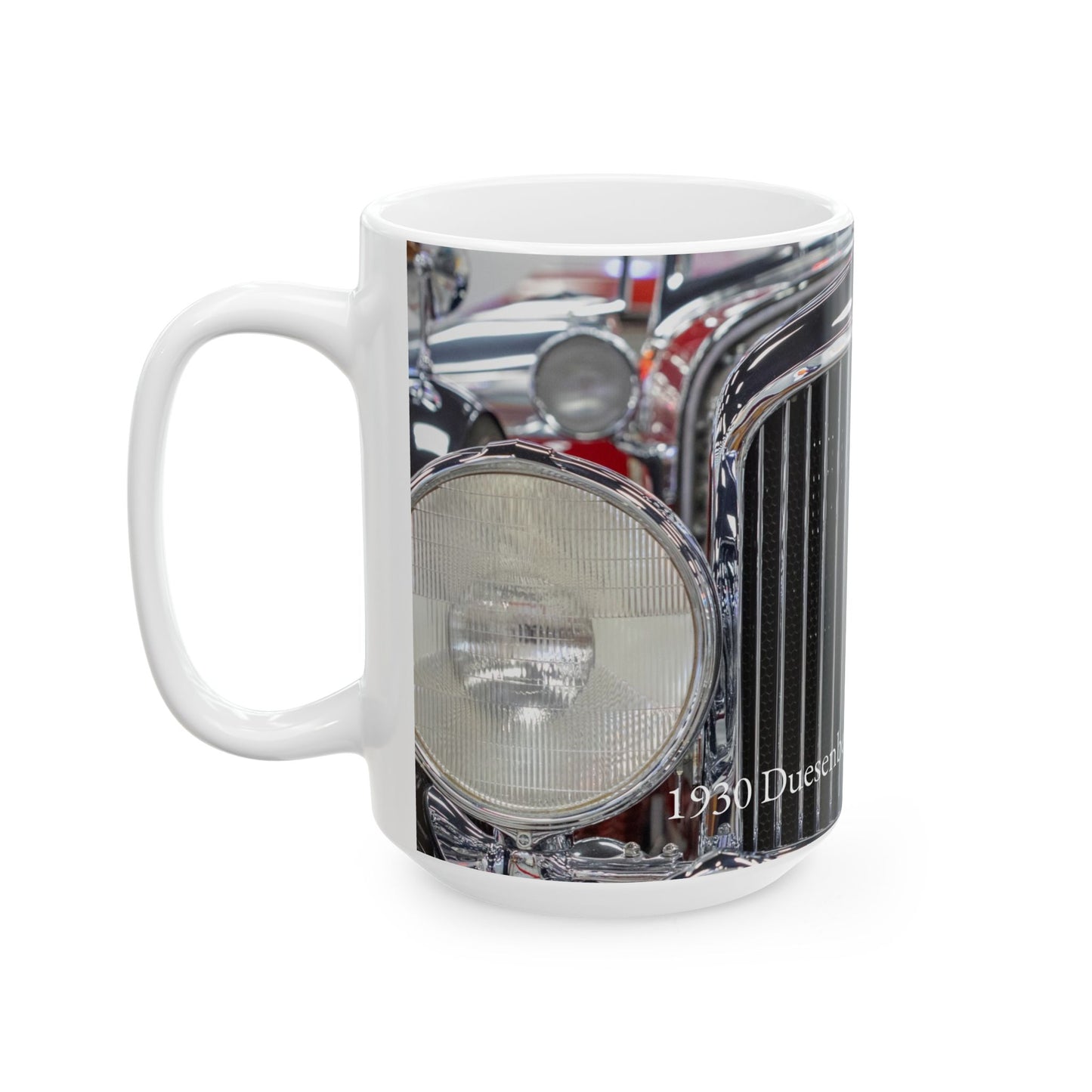 Vintage Car Ceramic Mug, 1930 Duesenberg Model J Torpedo grill and headlights, Coffee Cup, Tea Mug, Gift for Car Enthusiasts, Classic Car