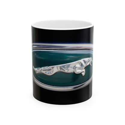Copy of Fabulous Jaguar "Leaper" Classic Car Logo, Wrapped in Chrome and Ready for an 11 or 15oz Ceramic Mug.