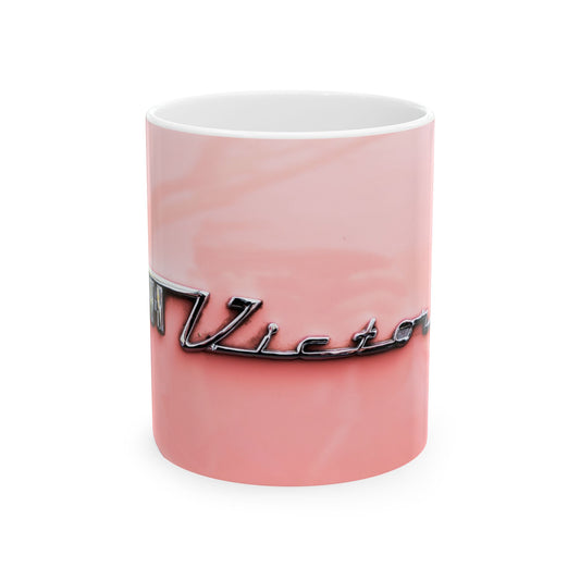 Ford Crown Victoria chrome car logo for ceramic mugs.  (11oz, 15oz)