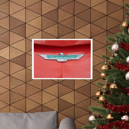 Ford Thunderbird classic car chrome logo emblem badge perfect art for car lovers' garages, man caves, or offices.