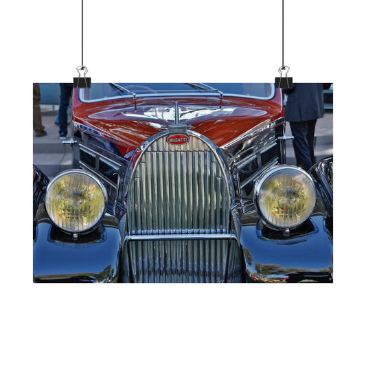 1939 Bugatti Type 57C Atalante Classic Car Chrome Grill, Badge Emblem Logo, Massive Headlamps Looks Great as a Matte Horizontal Poster!