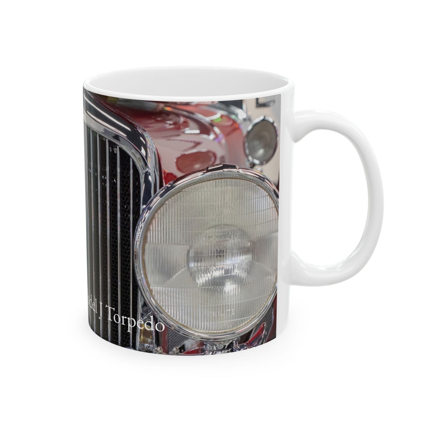 Vintage Car Ceramic Mug, 1930 Duesenberg Model J Torpedo grill and headlights, Coffee Cup, Tea Mug, Gift for Car Enthusiasts, Classic Car