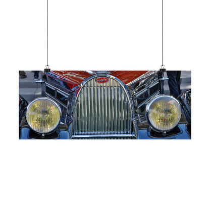 1939 Bugatti Type 57C Atalante Classic Car Chrome Grill, Badge Emblem Logo, Massive Headlamps Looks Great as a Matte Horizontal Poster!