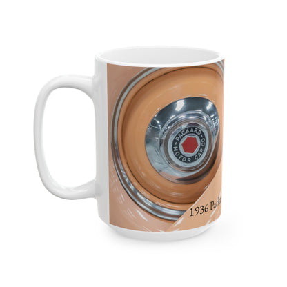 Classic Car Ceramic Mug, Vintage Automobile Gift, Antique Vehicle Coffee Cup, Retro Car Enthusiast Tea Mug, 1936 Packard Gift, Unique Car