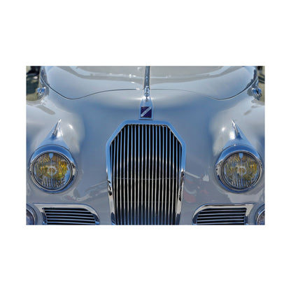 1947 Talbot T26 Coupe De Ville Classic Car Front End Badge Emblem Chrome-Ringed Matte Art Poster Perfect for Garages, Man Caves, Offices.