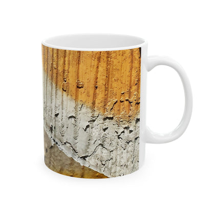 Textured paint on old metal design ceramic mug, (11oz, 15oz)