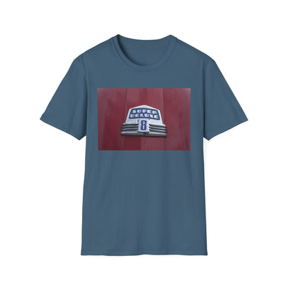 Buick Super Deluxe Classic Car Logo. Eight Cylinder Designation with Chrome Trim.