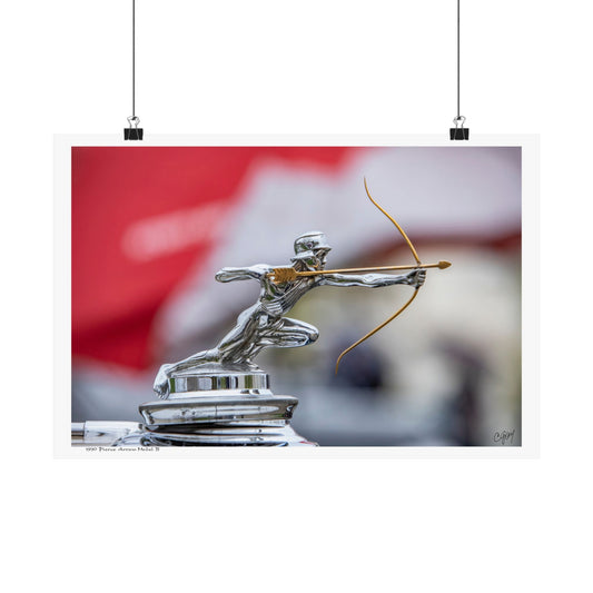1930 Pierce Arrow Classic Roadster Car Hood Ornament Matte Poster for Car Lover's Garage, Man Cave, Home, or Office.