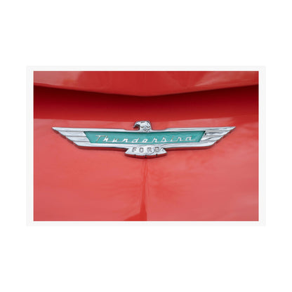 Ford Thunderbird classic car chrome logo emblem badge perfect art for car lovers' garages, man caves, or offices.