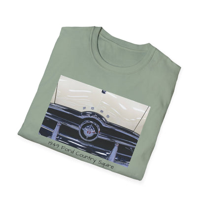 Vintage Car Grill Unisex Softstyle T-Shirt with 1949 Ford Country Squire Design