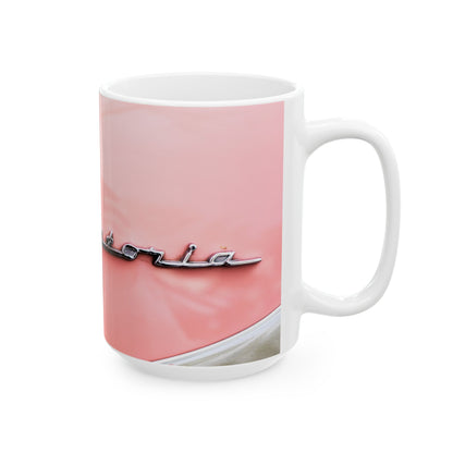 Ford Crown Victoria chrome car logo for ceramic mugs.  (11oz, 15oz)